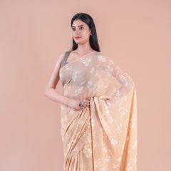 Camellia | Peach floral printed Georgette saree