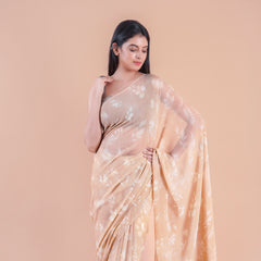 Camellia | Peach floral printed Georgette saree