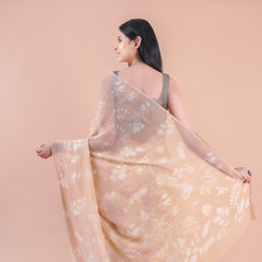 Camellia | Peach floral printed Georgette saree