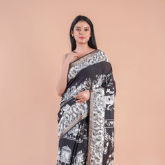 Ruhani | BLACK PICHWAI CHANDERI SAREE