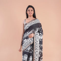 Ruhani | BLACK PICHWAI CHANDERI SAREE