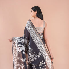 Ruhani | BLACK PICHWAI CHANDERI SAREE