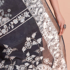 Ruhani | BLACK PICHWAI CHANDERI SAREE