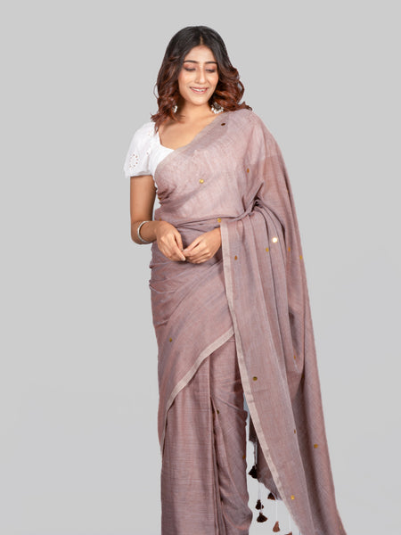 Mud Earthy Tone Mulmul Saree | Soft Lightweight Cotton Ethnic Wear Saree
