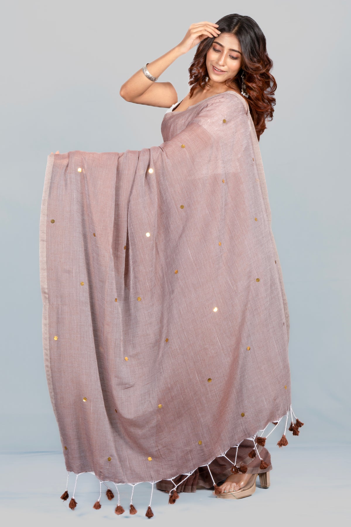 Mud Earthy Tone Mulmul Saree | Soft Lightweight Cotton Ethnic Wear Saree