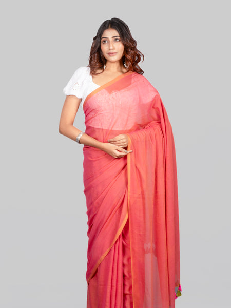 Fairy Elegant Dual Shade Mulmul Saree – Minimal Ethnic Wear