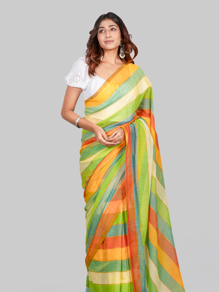 Rainbow Martini Rainbow Shaded Mulmul Saree – Soft Lightweight Cotton Ethnic Wear Saree