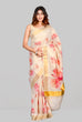 Red calla lilly | Traditional Off White Kasavu Cotton Saree with Designer Floral Pallu