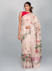 Water lilly Women’s White Kasavu Cotton Saree with Silver Zari Border