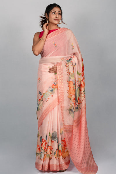 The Peach Blossom Saree