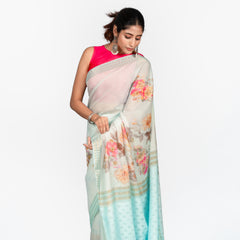 The Seafoam Serenity Saree