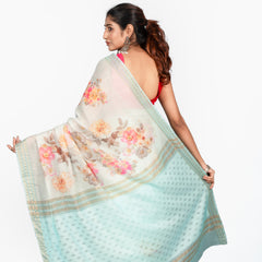 The Seafoam Serenity Saree