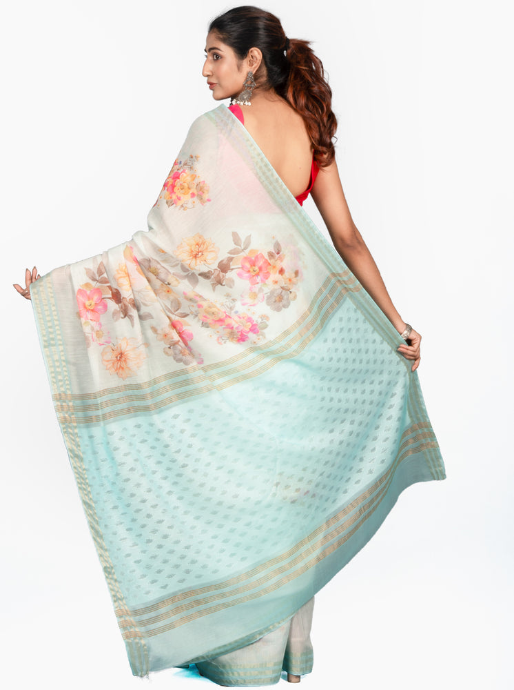 The Seafoam Serenity Saree
