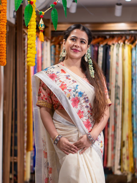 Urvi Women’s Multicolor Floral Design Saree for Everyday Elegance