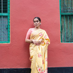 Floral Opus - Floral Yellow Saree