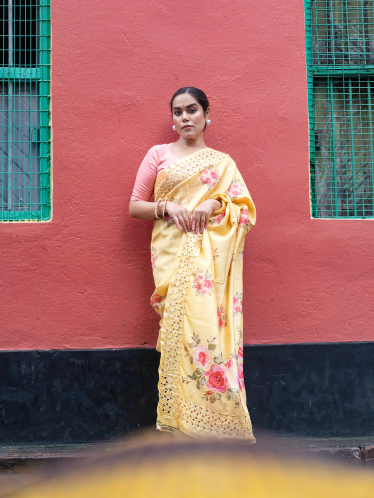 Floral Opus - Floral Yellow Saree