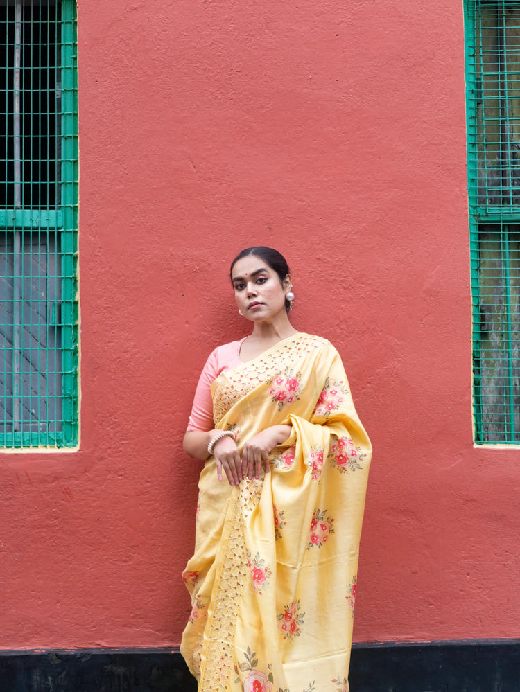 Floral Opus - Floral Yellow Saree