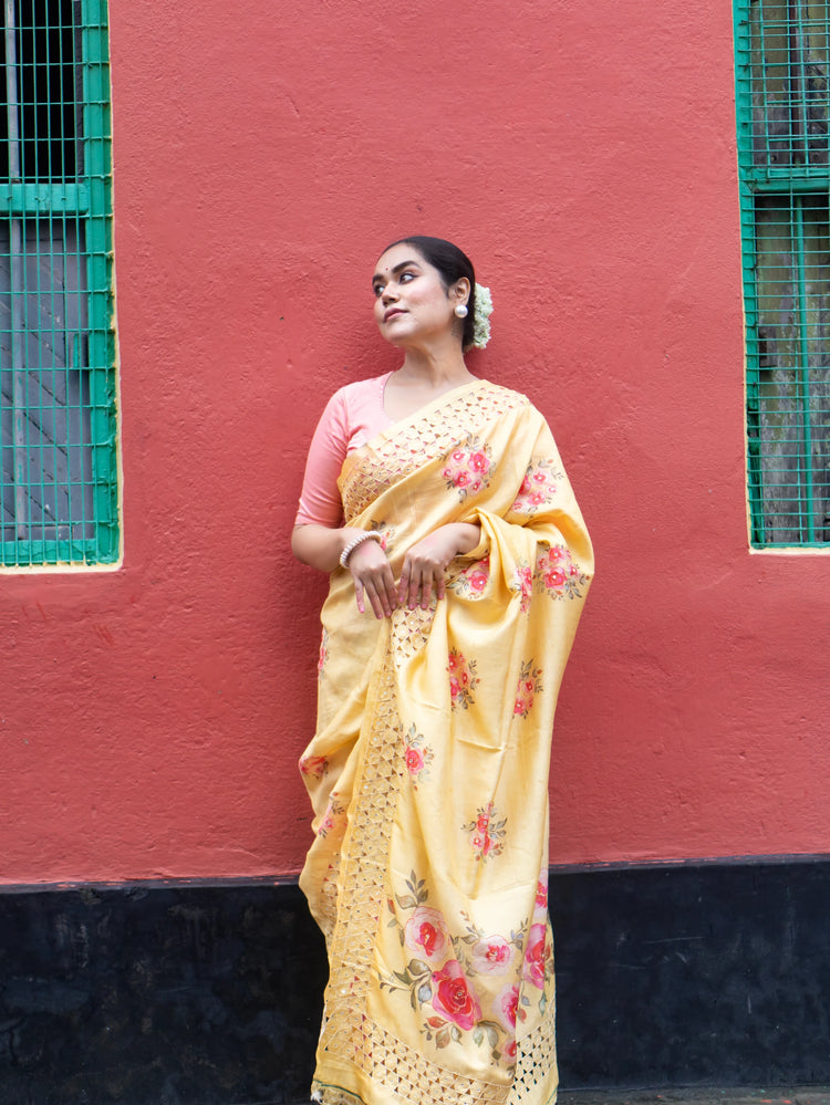 Floral Opus - Floral Yellow Saree