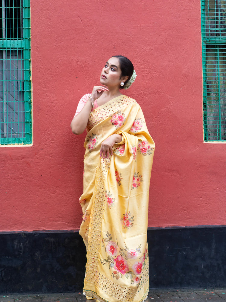 Floral Opus - Floral Yellow Saree