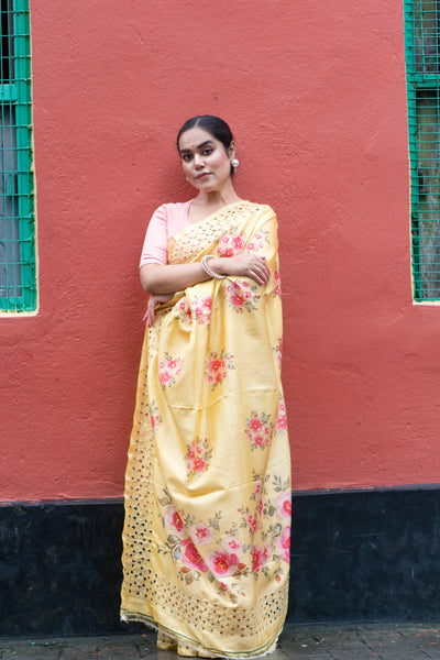 Floral Opus - Floral Yellow Saree