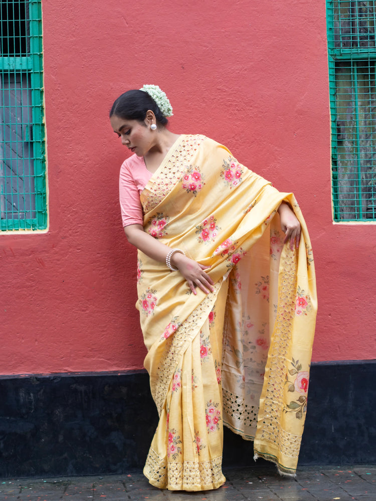 Floral Opus - Floral Yellow Saree