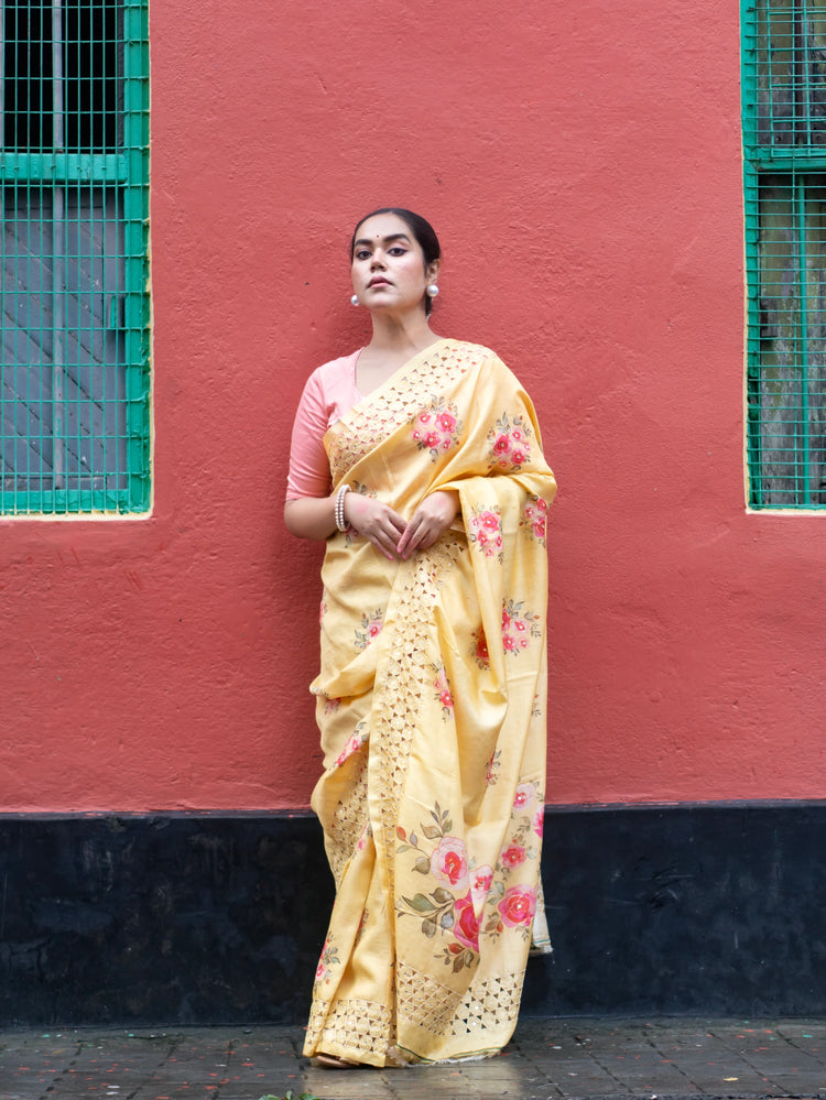 Floral Opus - Floral Yellow Saree