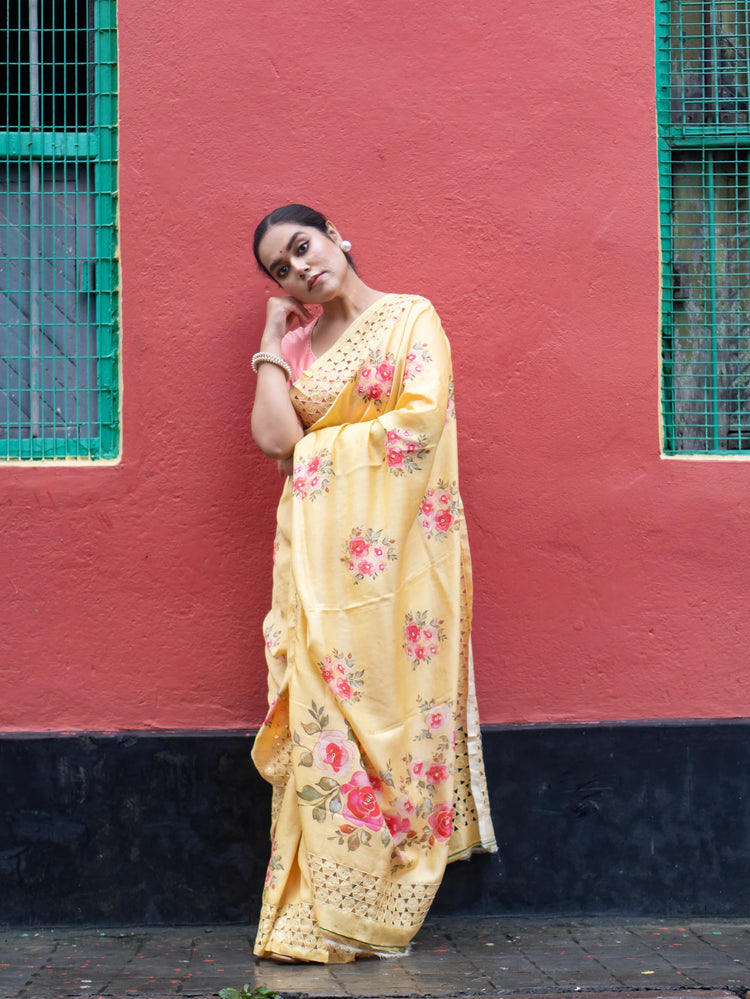 Floral Opus - Floral Yellow Saree