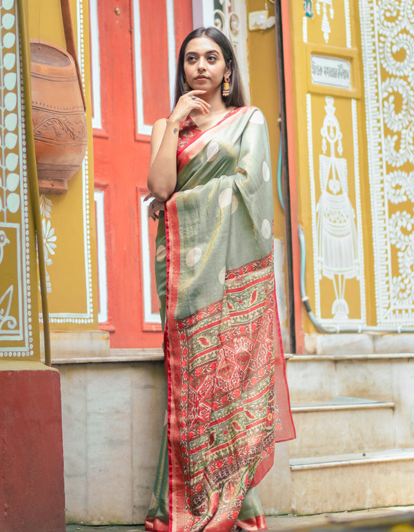Polka Cotton Tissue Polka Dot Saree – Lightweight Elegant Sheer Ethnic Wear Saree