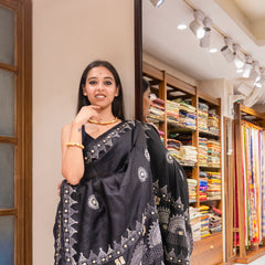 Handcrafted Black Tussar Saree