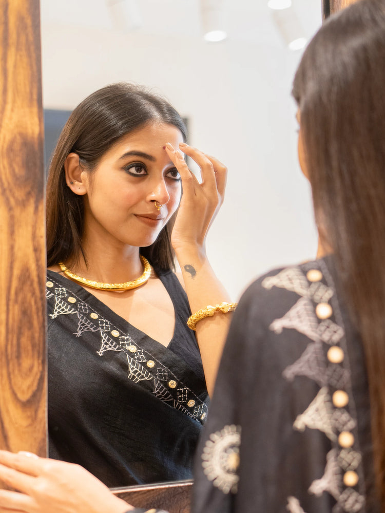 Handcrafted Black Tussar Saree