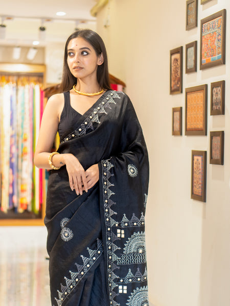 ZURI Elegant Pure Dyed Tussar Silk Saree – Authentic Handwoven Silk Saree