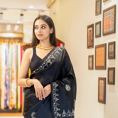 Handcrafted Black Tussar Saree