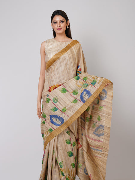 Tussar 31 | Elegant Beige Tussar Silk Saree – Soft Luxury Festive Ethnic Saree