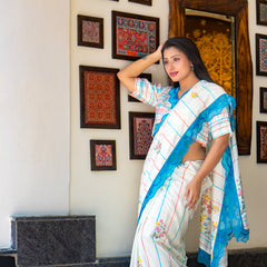 Women’s White Chanderi Saree for Ethnic & Festive Look