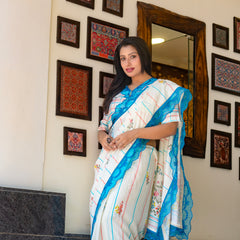 Women’s White Chanderi Saree for Ethnic & Festive Look