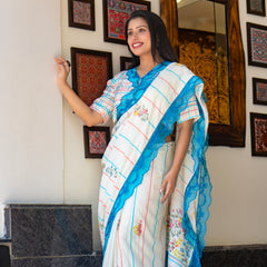 Women’s White Chanderi Saree for Ethnic & Festive Look