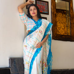 Women’s White Chanderi Saree for Ethnic & Festive Look