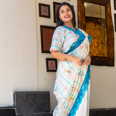 Women’s White Chanderi Saree for Ethnic & Festive Look