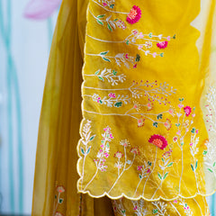 Stylish Yellow Organza Saree with Modern Elegant Look