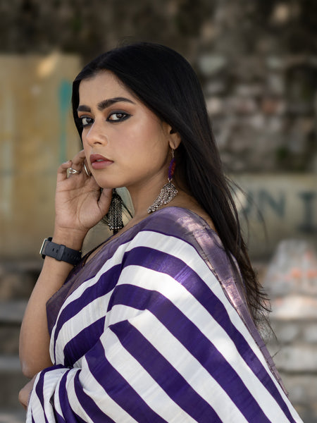 Modern Elegance Premium Blue Semi Tussar Saree with Elegant Zari Work