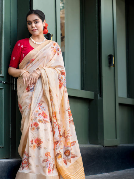 Sun stream | Designer Butterscotch Chanderi Saree – Timeless Festive Collection Saree