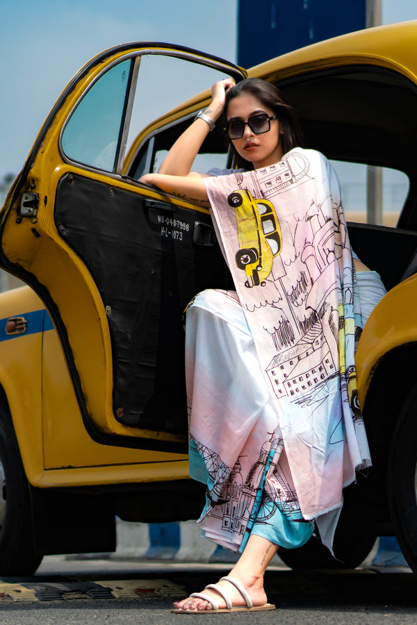 Taxi tales | Women's White Mulmul Cotton Saree for Elegant Wear