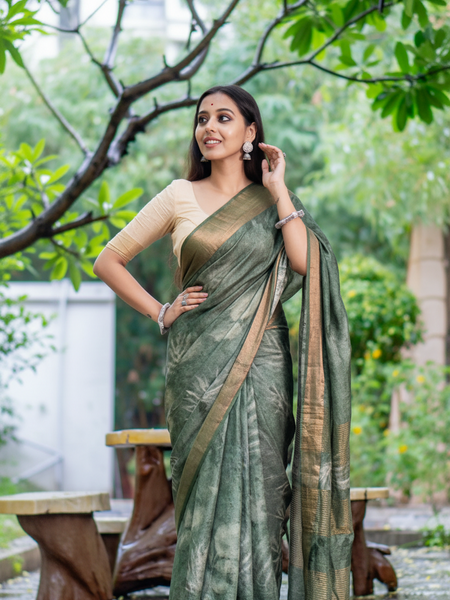 BELLA Designer Tussar Silk Saree with Traditional Zari Border for Weddings & Festive Wear