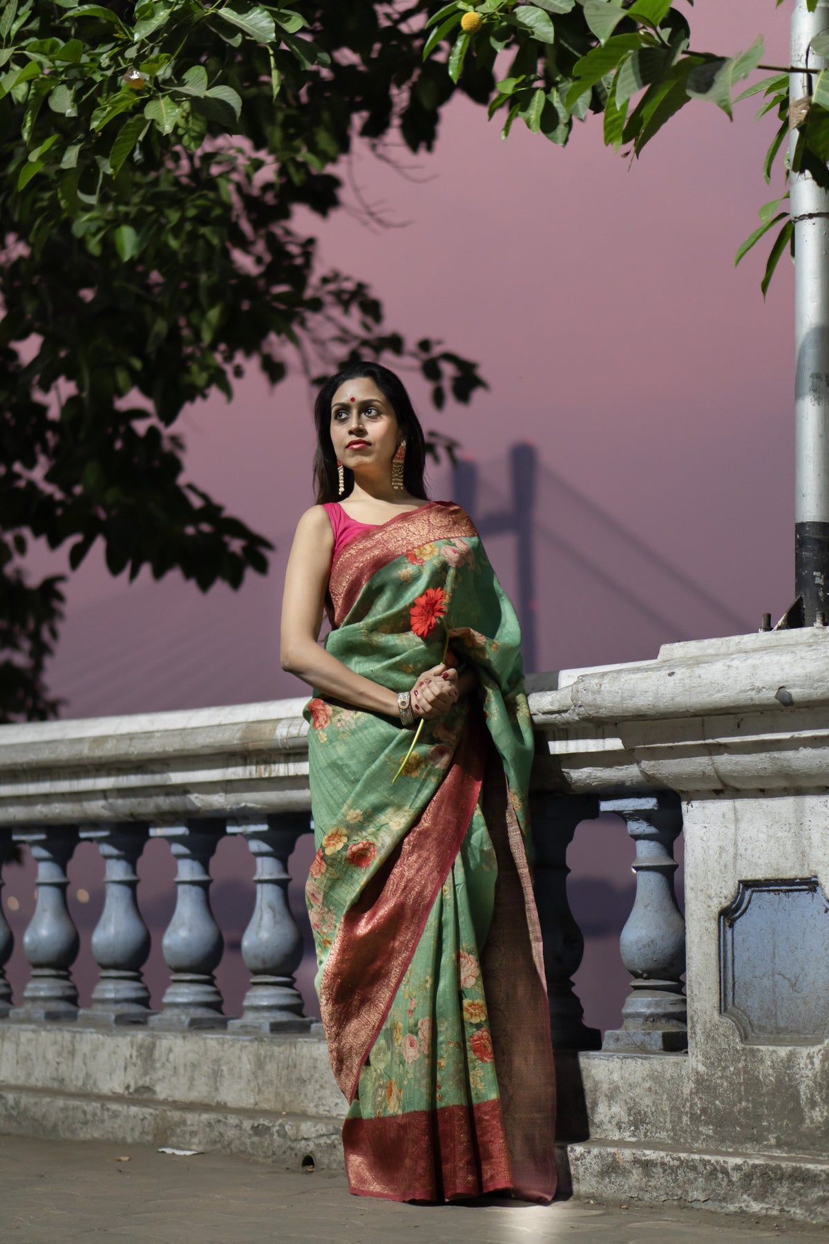 Enchante Premium Light Green Tussar Banarasi Saree with Traditional Weaving & Rich Elegance