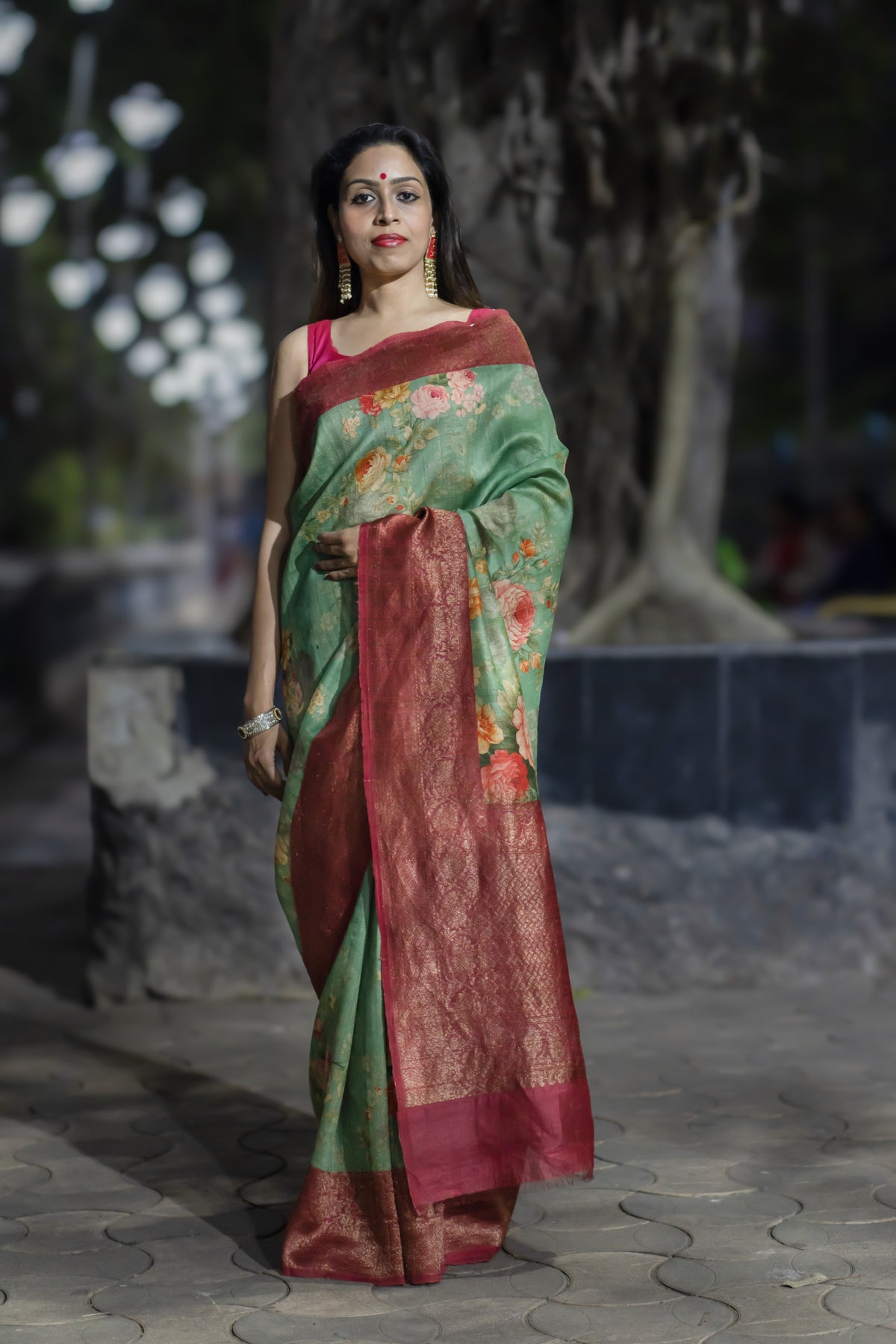 Enchante Premium Light Green Tussar Banarasi Saree with Traditional Weaving & Rich Elegance