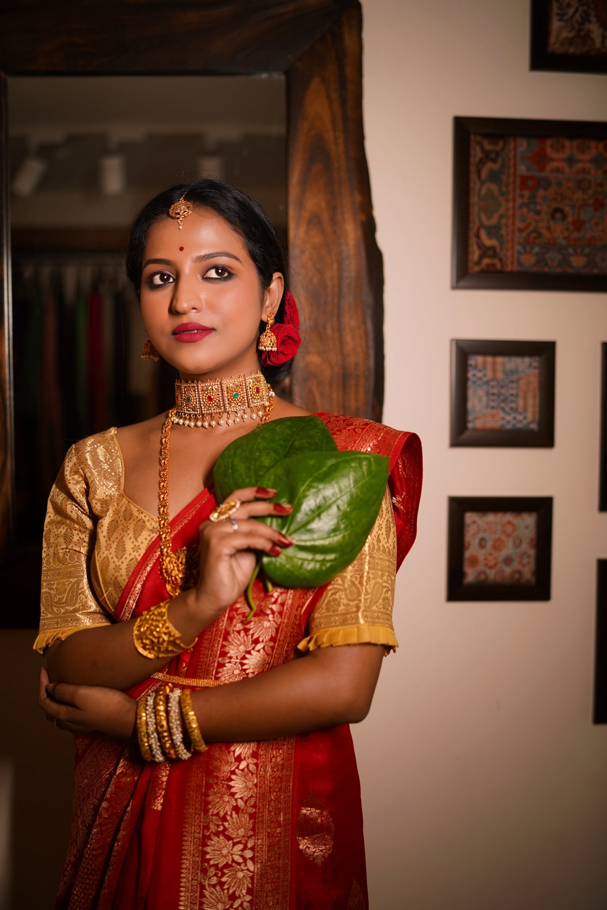 Chinyiak copy Heritage Red Khaddi Banarasi Saree with Luxurious Zari Weaving