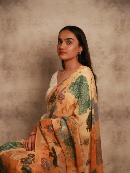 Elegant Peach Georgette Saree for Women