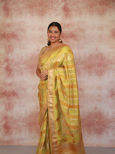 Artisanal Strokes Designer Lemon Yellow Khaddi Zari Saree for Weddings, Festive & Cultural Wear