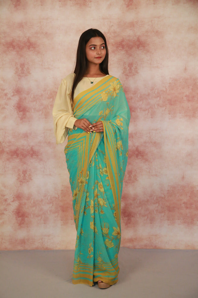 Sunny Blooms on Blue