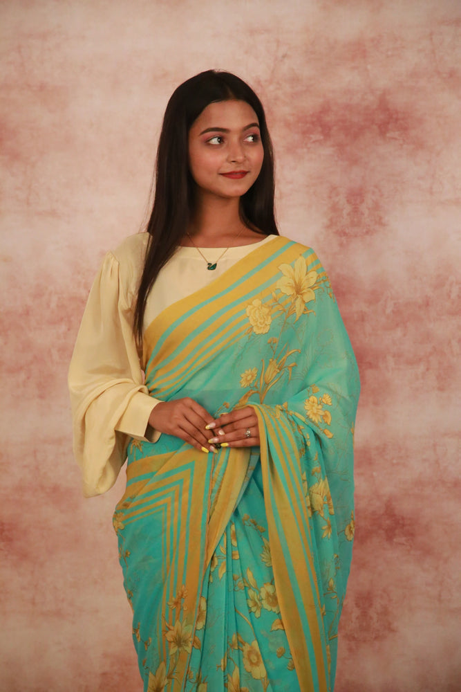 Sunny Blooms on Blue